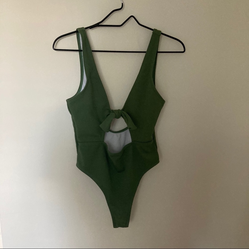 One piece olive high waist swimsuit